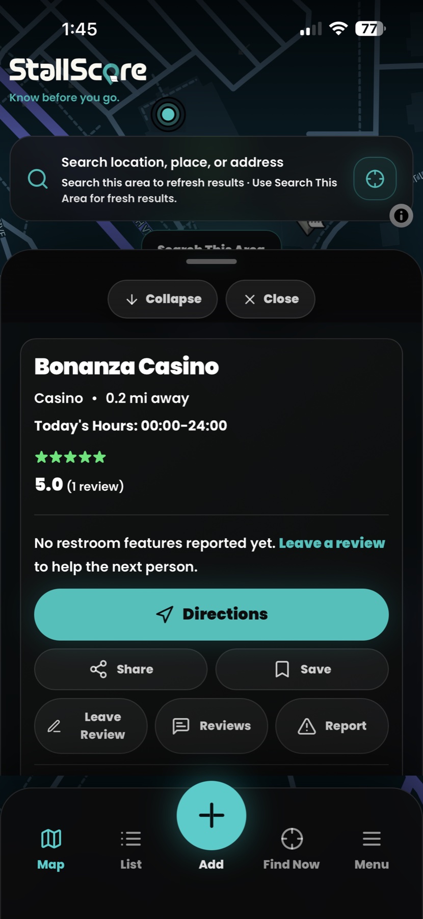 Bonanza Casino’s five-star StallScore location details